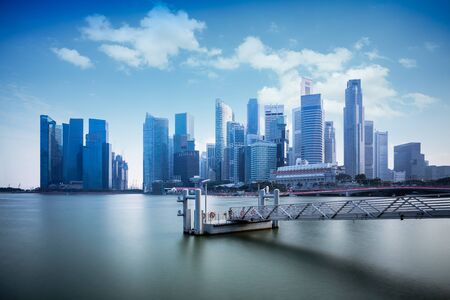 Marina bay, Singapore city skylineのeditorial素材