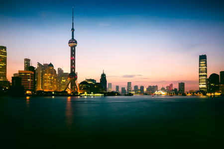 Shanghai city skyline in the morning, Shanghai Chinaのeditorial素材