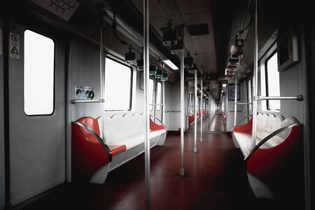 Interior view of a subway car in Shanghai