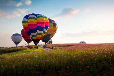 The Balloons festival 2017 at Singha park, Chiangrai province of Thailandの写真素材