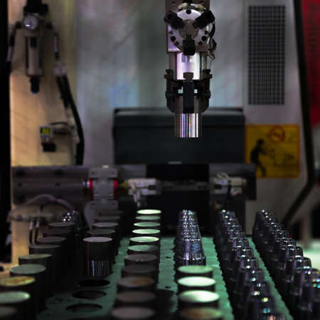 operator inspection dimension of high precision cnc turning parts turning partsの写真素材