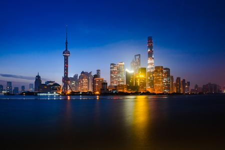 Shanghai city skyline in the morning, Shanghai Chinaの写真素材