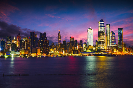 Manhattan skyline at dusk, NYC USAの写真素材
