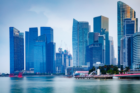 Singapore city skyline at sunsetの写真素材