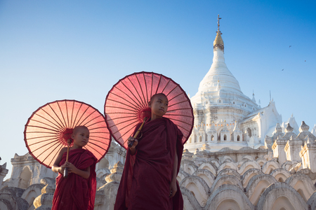 Novices at Mingun Pahtodawgyi Mingun paya, Myanmarの写真素材