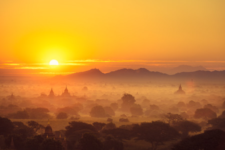 Scenic sunrise above bagan in Myanmar Bagan is an ancient city with thousands of historic buddhistの写真素材