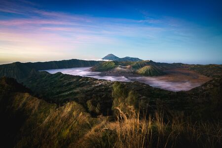 Mt Bromo, is an active volcano and part of the Tengger massif, in East Java, Indonesia.の写真素材