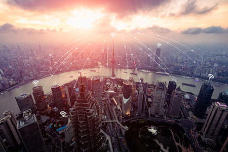 Shanghai Smart city Conceptsの写真素材