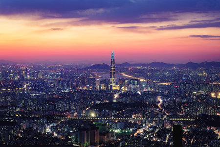Seoul city skyline, South Koreaの写真素材