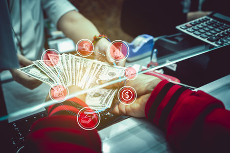 Cash department window currency exchange conceptの写真素材