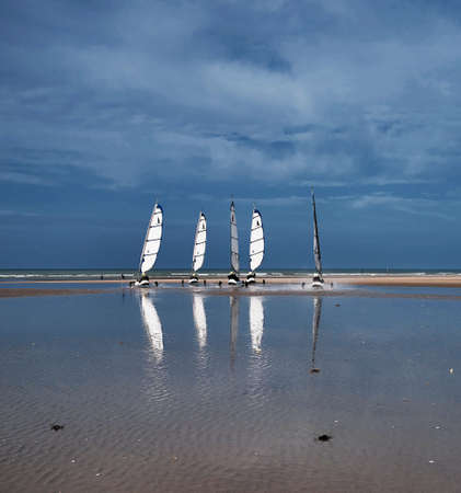 Land yachting on the coastの写真素材