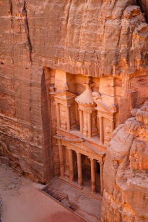 View from above of the Treasury in Petra, Jordanの写真素材