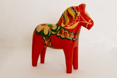 A red horse in woodの写真素材