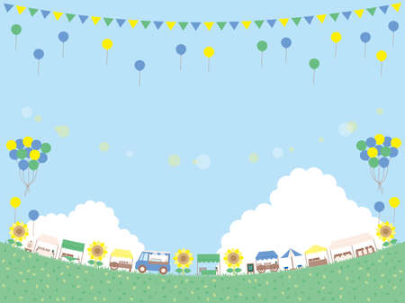 Simple summer free market background illustration. Depression version.のイラスト素材