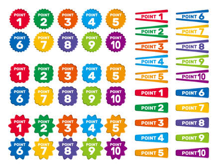 A set of number icons that will be one point. There are thorny and muffled shapes.のイラスト素材