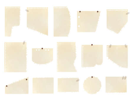 A torn notepad frameset. Watercolor-like texture inspired by used paper.の写真素材