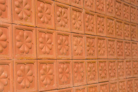 Blurred Orange Tile Texture Brick Wallの写真素材
