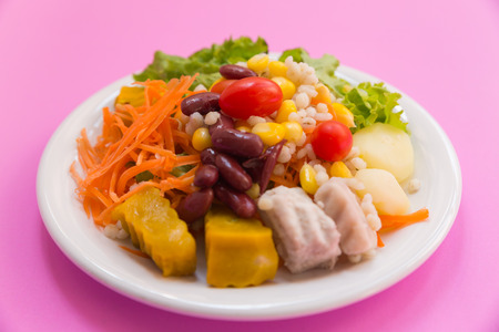 Close up of mixed vegetables and fruit salad ,healthy foodの写真素材