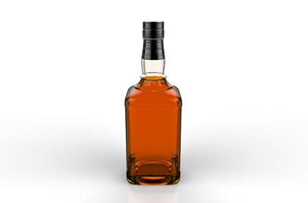 whiskey Bottle on white backgroundの写真素材