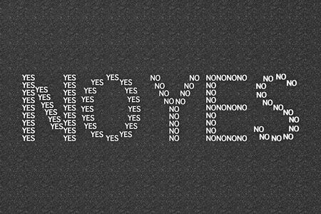 3d illustration. arranged No letter in YES Letter word and arranged Yes letter in No Letter word on the concrete road floor. ambiguous or unclear answer conceptの写真素材