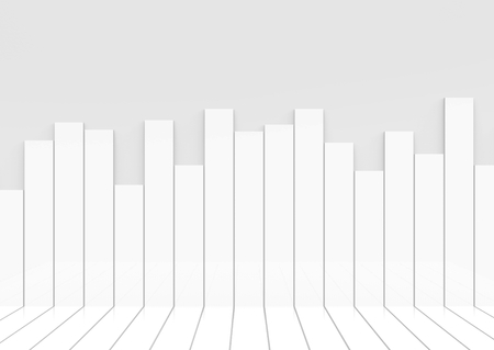 3d rendering. ramdoming White long bars panel wall and floor background.の写真素材