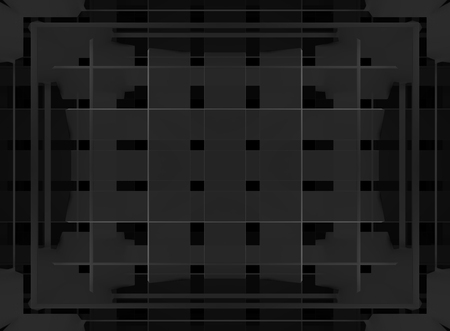 3d rendering. Abstract irregular Drak black squares modern wall background.の写真素材