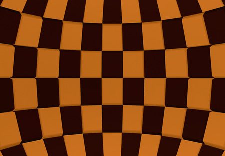 3d rendering. black and orange color cube boxes wall in sphere dome background.の写真素材