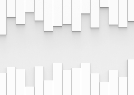 3d rendering. white bar panels on gray wall background.