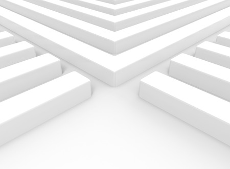 3d rendering. Abstract White long rectangle bars blocks on copy space background.