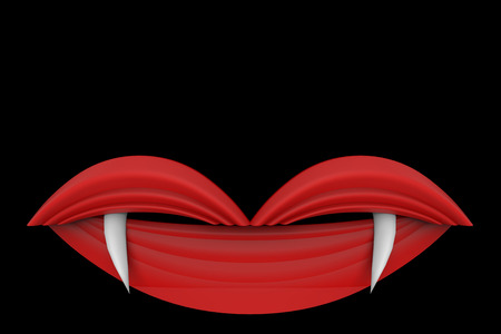 3d rendering. sexy Halloween vampire gril close mouth design on black background.の写真素材