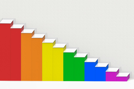3d rendering. modern lgbt rainbow color cement staircase with copy space wall background.の写真素材
