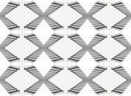 3d rendering. modern design of seamless staircase in X pattern on gray wall background.の写真素材