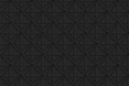 3d rendering. dark Seamless black square grid pattern art design wall background.