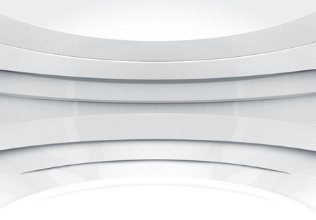 3d rendering. modern futuristic gray curve panel wall design dome wall background.の写真素材