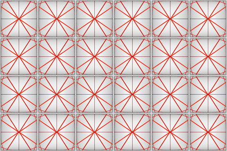3d rendering. seamless modern red line pattern square tile wall design background.