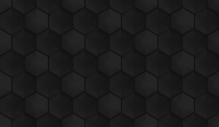 3d rendering. seamless modern dark hexagon shape pattern tile design wall background.の写真素材