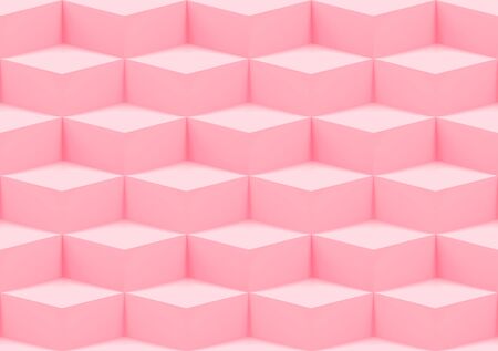 3d rendering. seamless sweet pink square shape cubes box wall background.