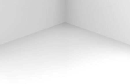 3d rendering. modern simple minimal white corner room box wall desin background.の写真素材