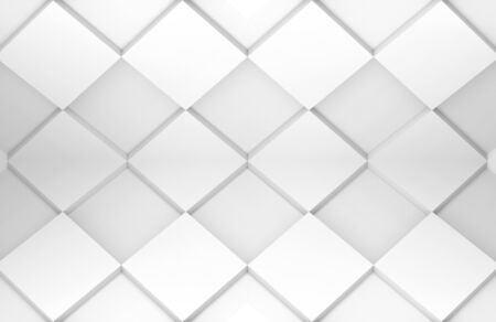 3d rendering. modern minimal style design white grid square tile art pattern texture wall background.の写真素材