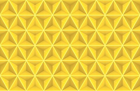 3d rendering. seamless yellow gold tri polygon in hexagon shape pattern design wall art background.の写真素材