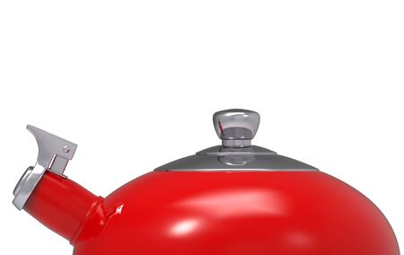 3d rendering. top part of Red metal kettle teapot  isolated on white background.の写真素材