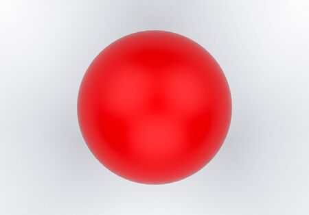3d rendering. Red sphere on white wall background. as Japanese national flag design.