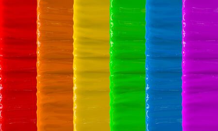 3d rendering. Rainbow color art curve curtian wall background.の写真素材