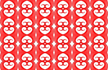 3d rendering. Seamless red heart shape pattern wall background.