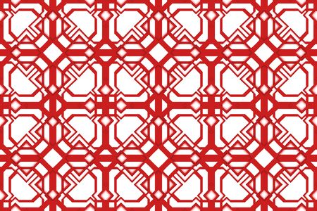 3d rendering. modern seamless red square grid art tile pattern design wall texture background.の写真素材
