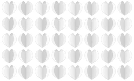 Folding white heart paper pattern background.の写真素材