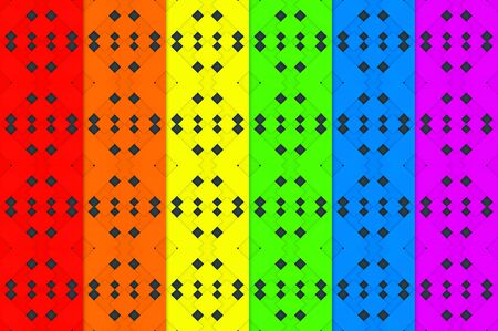 3d rendering. retro rainbow mosaic color square grid tile pattern wall design background.