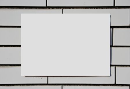 White Square size Mock up sign board on brick wall background.