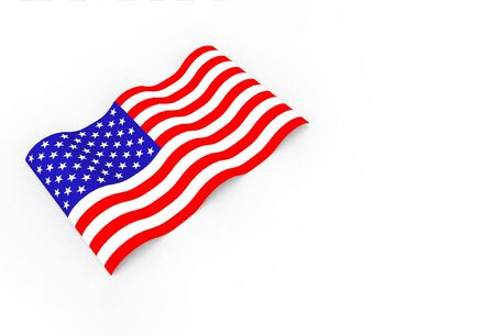 3d rendering. waving United State of America National Flag on white wall background.の写真素材