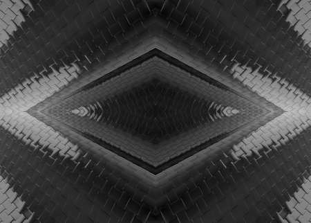 3d rendering. modern futuristic dark grid tunnel wall or floor design background.